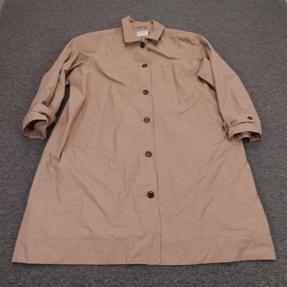 Old Navy Coat Womens‎ XXL Beige Water Resistant Twill Long Rain Button Front